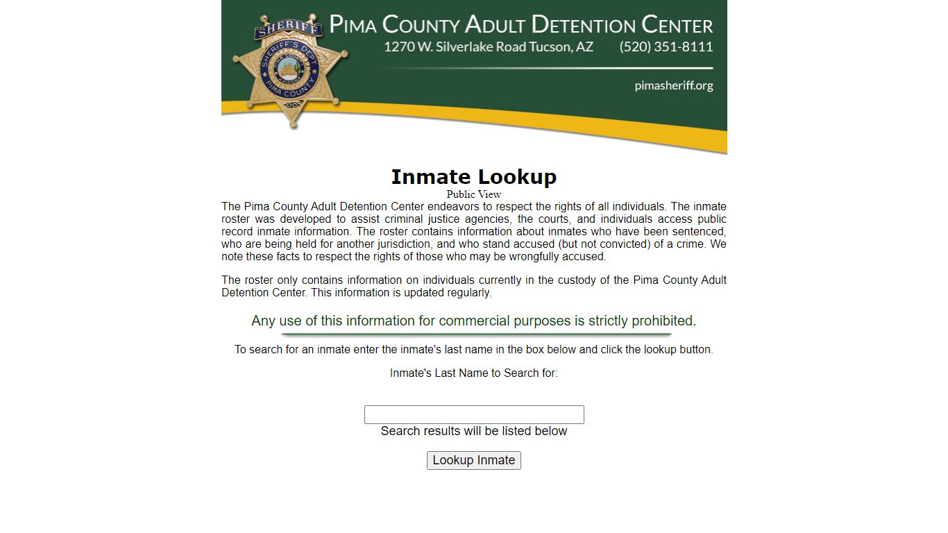 Inmate Lookup - Pima County Sheriff Department