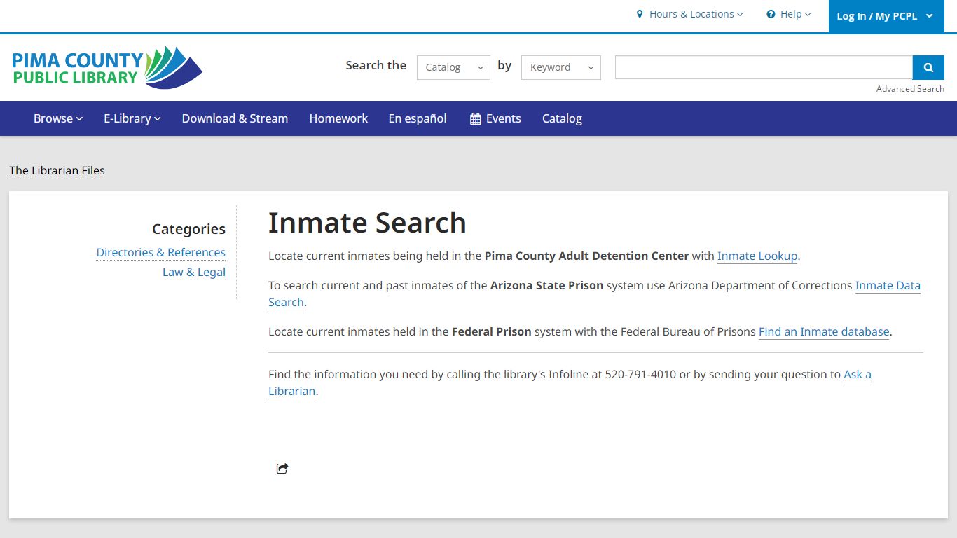 Inmate Search | Pima County Public Library